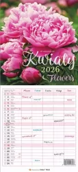Kalendarz 2026 wieloplanszowy wąski - Kwiaty