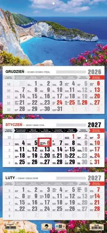 Kalendarz 2027 trójdzielny Zakhyntos - tantis.pl
