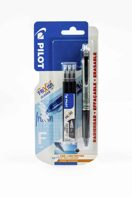 Pióro kulkowe Frixion Clicker Pilot 0,5 czarne +wkłady x3 blister - tantis.pl