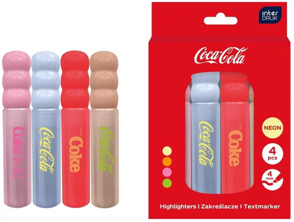 Zakreślacze Coca-Cola neon 4 kolory - tantis.pl