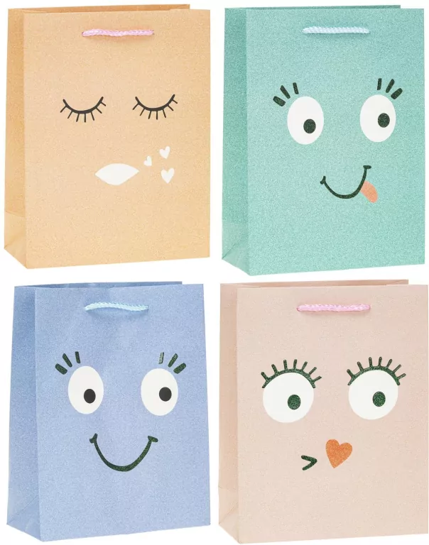 Torebka z brokatem Buźka 26x32x10cm mix ROZETTE. 1 sztuka - tantis.pl