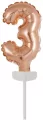 Balon foliowy mini cyfra 3 różowe złoto 7x12cm - tantis.pl