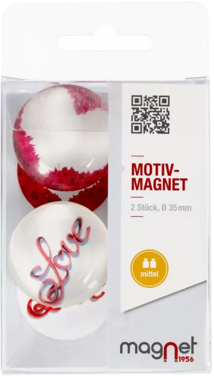 Magnes szklany Serce/Love Kopuła 3,5 cm - tantis.pl