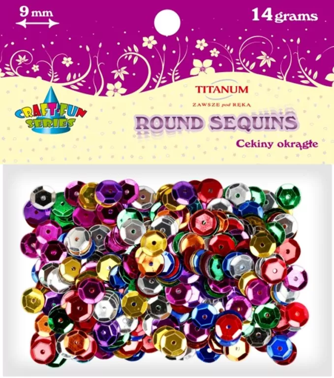 Cekiny okrągłe 9mm mix 14g - tantis.pl