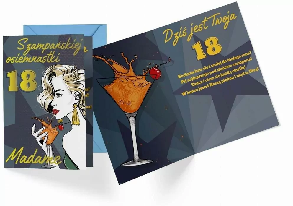 Karnet okolicznościowy B6. Urodziny 18. Kukartka - tantis.pl