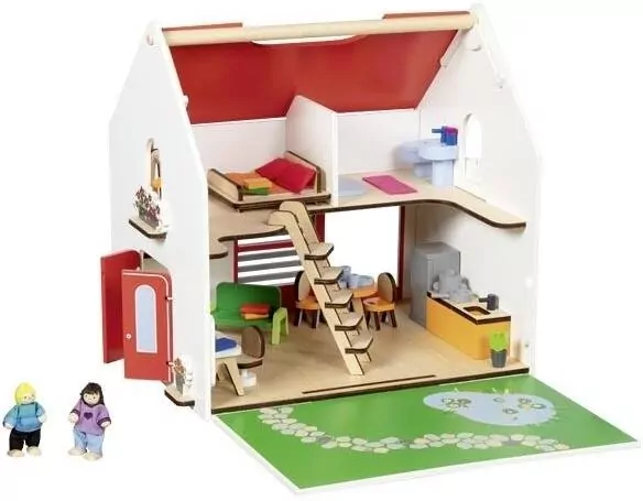 Przenośny domek dla lalek Eco House z akcesoriami - tantis.pl