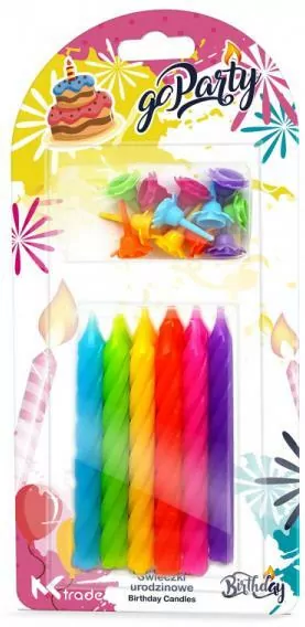 Świeczki urodzinowe Neonowe 8,5cm 12 szt. SF-900 - tantis.pl