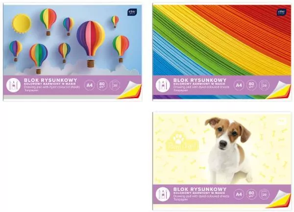 Blok rysunkowy, kolorowy A4. 20 kartek. Mix - tantis.pl