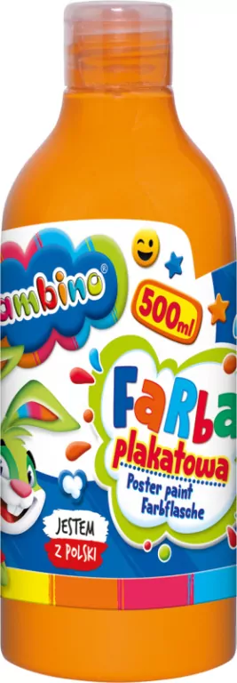 Farba plakatowa w butelce 500 ml pomarańczowa bambino - tantis.pl