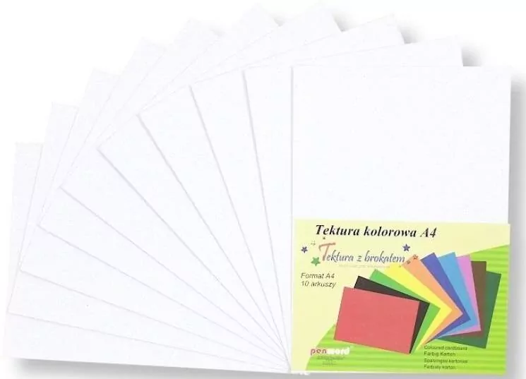 Tektura A4 gładka brokat biała - tantis.pl