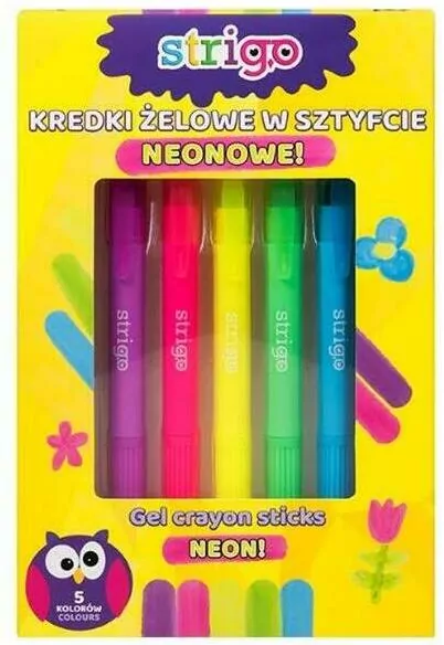 Kredki żelowe neonowe. 5 kolorów - tantis.pl