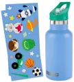 Butelka termiczna z naklejkami 380ml niebieska - tantis.pl