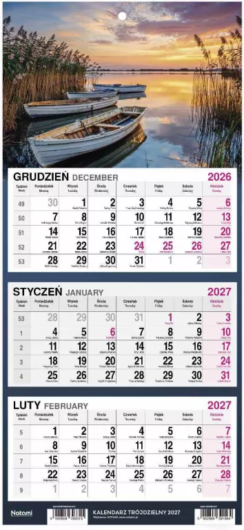 Kalendarz 2027 Trójdzielny Mały Łódki - tantis.pl