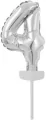 Balon foliowy mini cyfra 4 srebrna 8x12cm - tantis.pl