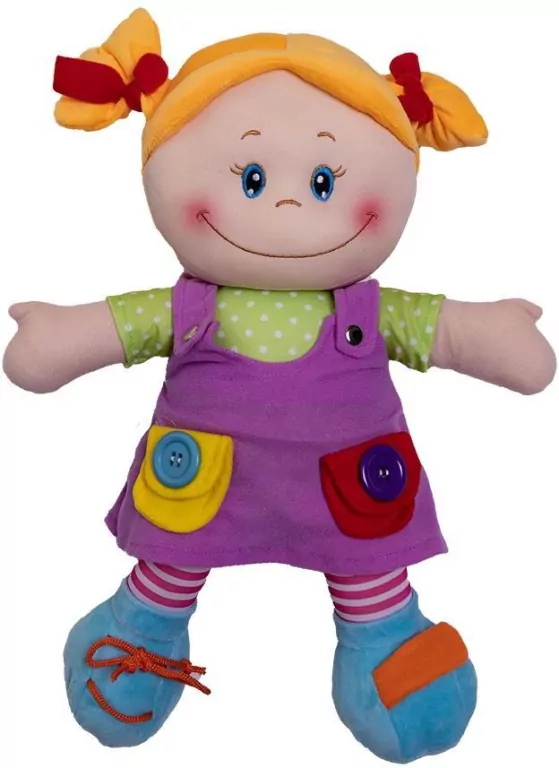 Lalka szmacianka w fioletowej sukience, 46cm - tantis.pl