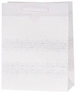 Torebka z brokatem 31x44x12cm biała ROZETTE. 1 sztuka - tantis.pl