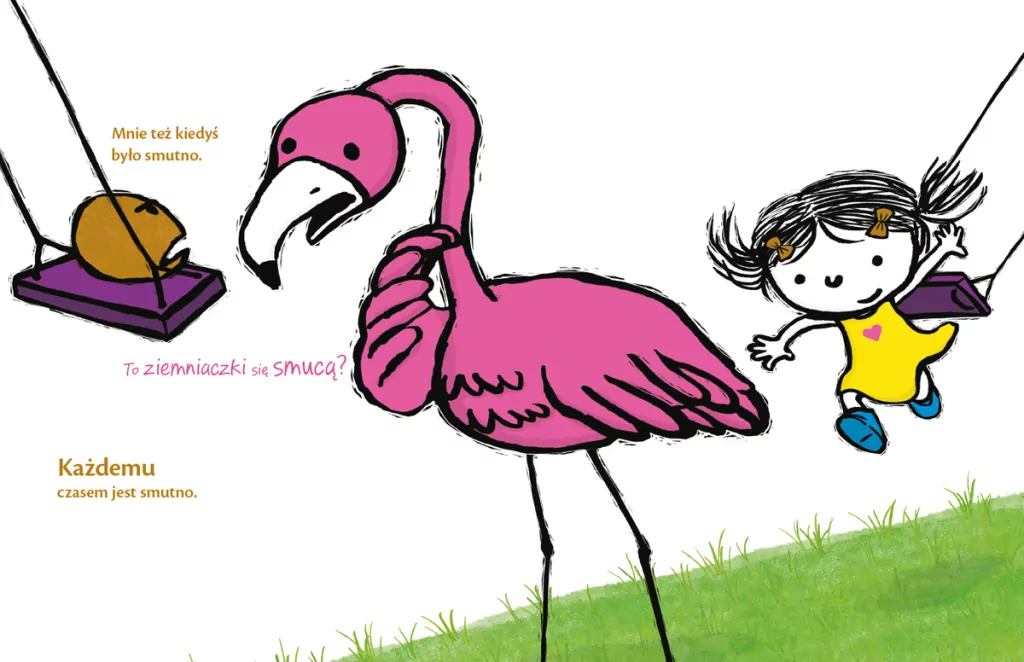 Smutno mi. Dziewczynka, flaming i ziemniaczek - tantis.pl