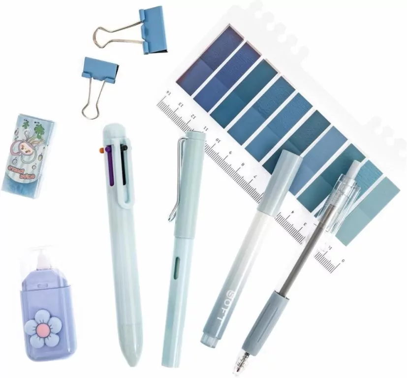 Zestaw szkolno biurowy pastel blue 9el - tantis.pl