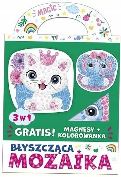 Błyszcząca mozaika 3w1 - Kotek i słonik - tantis.pl