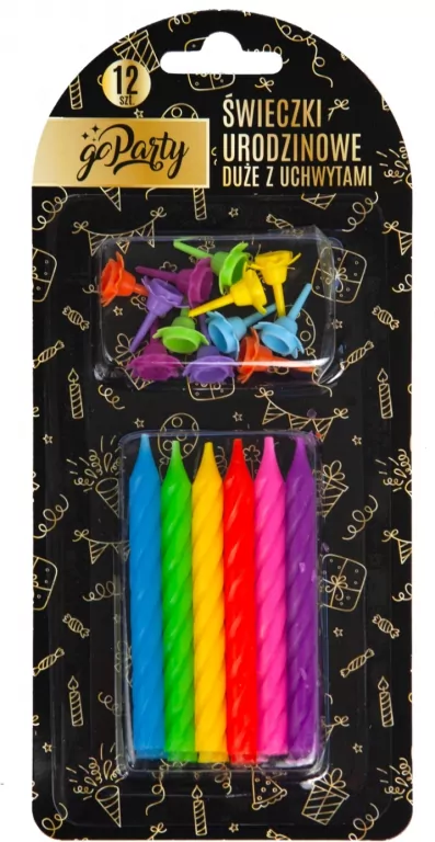 Świeczki urodzinowe Neonowe 8,5cm 12 szt. SF-900 - tantis.pl