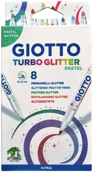 Giotto. Pisaki Turbo glitter pastel, 8 kolorów - tantis.pl