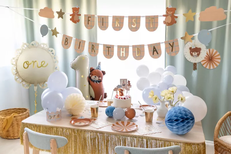 Baner First Birthday z misiami 2,55m - tantis.pl