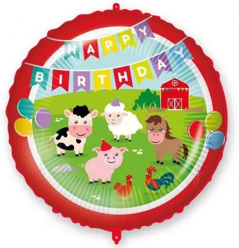 Balon foliowy 46cm Happy Birthday Farmyard - tantis.pl