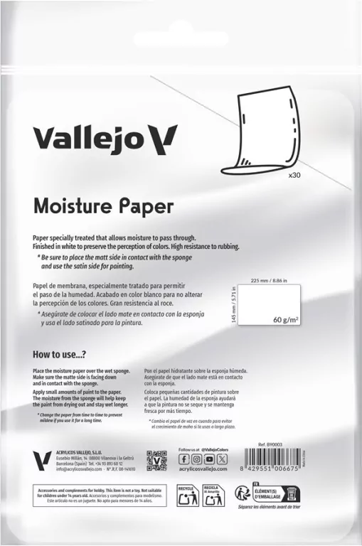 Vallejo: B90003 - Moisture Paper (30 szt.) - tantis.pl
