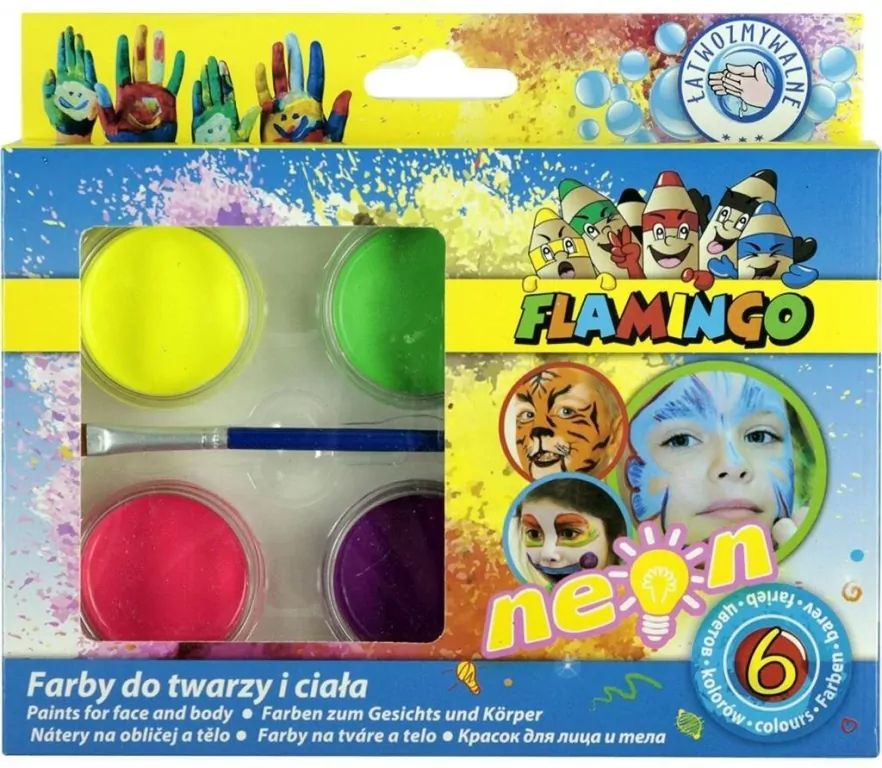 Farby wodne do twarzy neon 6 kolorów - tantis.pl