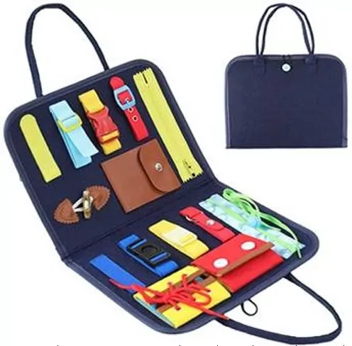 Tablica manipulacyjna z portfelikami nauka zapinania teczka filcowa - tantis.pl