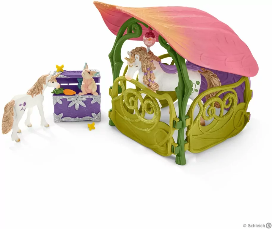 Błyszczący dom kwiatowy z jednorożcami, jeziorem i stajnią 42445 - tantis.pl