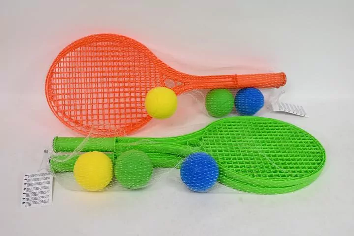 *****Rakietki plastikowe 55cm+3piłki gąbka 00412 - tantis.pl