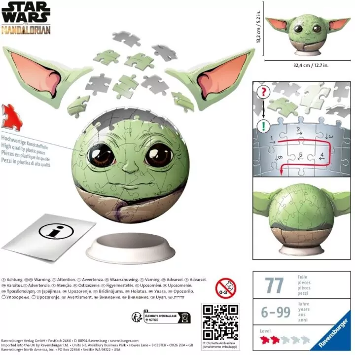 Ravensburger. Puzzle 72, 3D. Grogu Kula. Star Wars - tantis.pl