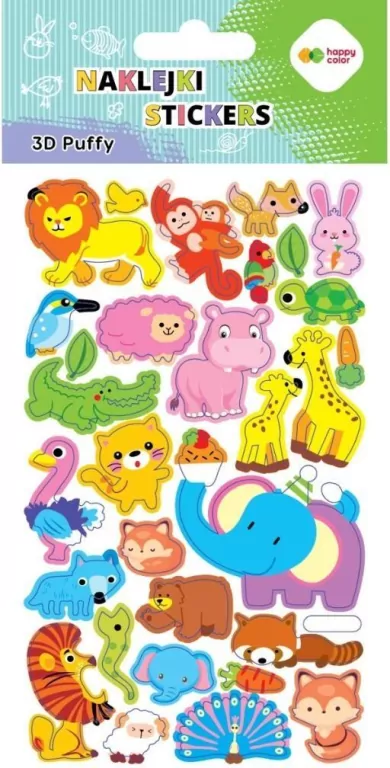 Naklejki 3D Puffy Animals 10x20cm HAPPY COLOR - tantis.pl
