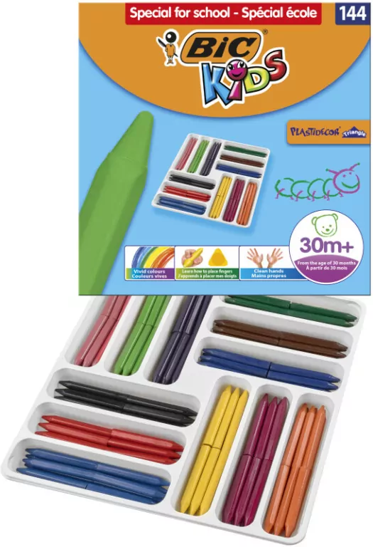 Kredki świecowe BIC Kids Plastidecor Triangle zestaw 144szt. - tantis.pl