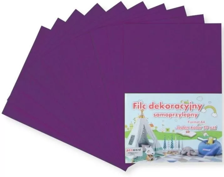 Filc A4 samoprzylepny fioletowy 20x30cm, 10 sztuk - tantis.pl