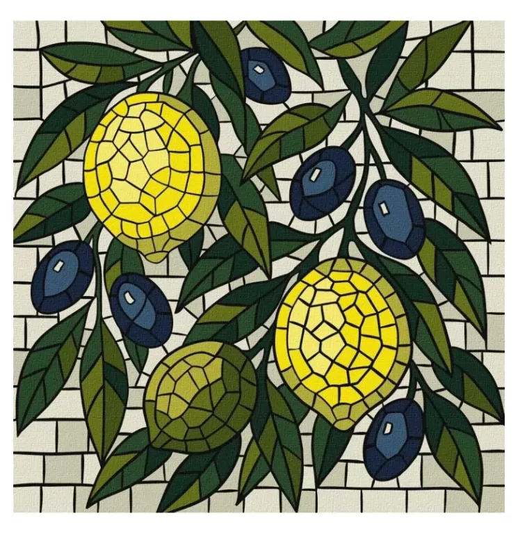 Malowanie po numerach - Witraż. Cytryny 30x30cm - tantis.pl
