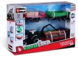 Tractor Gift Set Valtra + 3 trailers 10cm BBURAGO