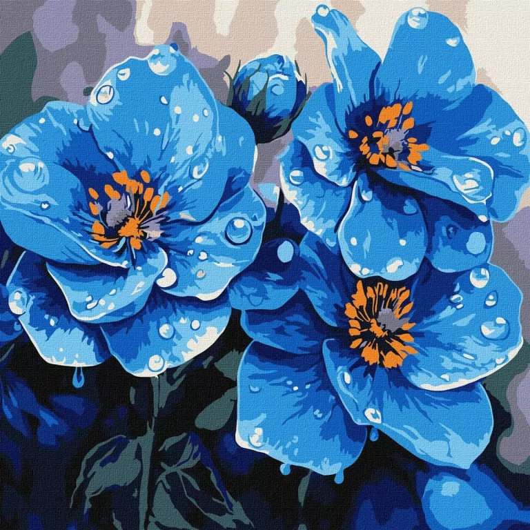 Malowanie po numerach - Fiołki co rano 30x30cm - tantis.pl