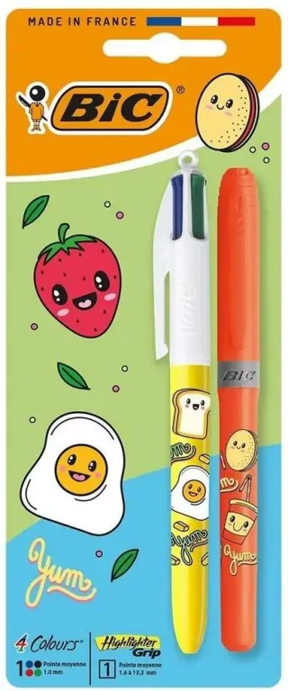 Długopis 4 Colors Kawaii mix+zakreślacz orange BIC - tantis.pl