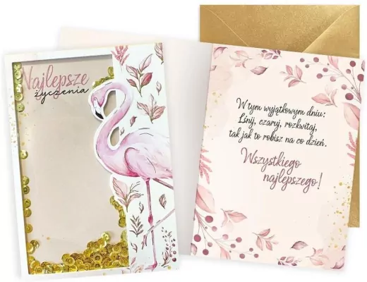 Karnet B6 konfetti. Uniwersalny flaming