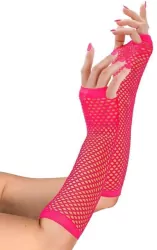 Długie rękawiczki bezpalcowe różowe neon