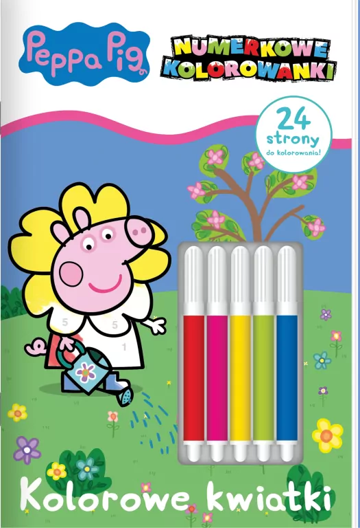 Peppa Pig. Numerkowe kolorowanki. Kolorowe kwiatki - tantis.pl