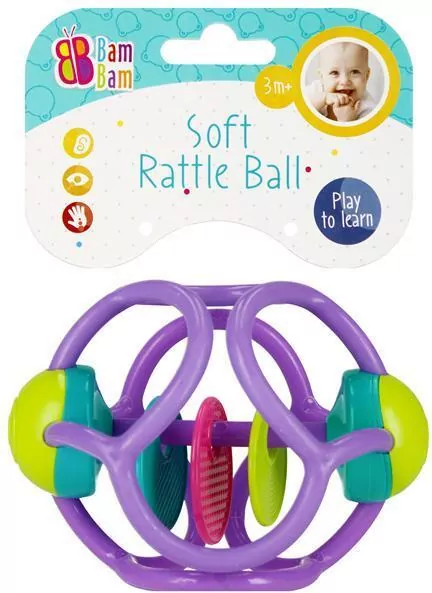Kula gumowa z grzechotką BAM BAM - tantis.pl