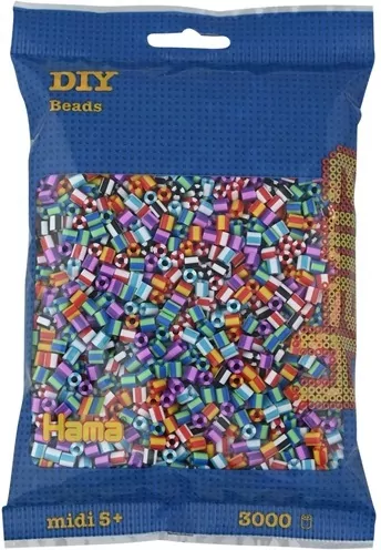 Hama Midi Koraliki w woreczku 3000 w paski - tantis.pl