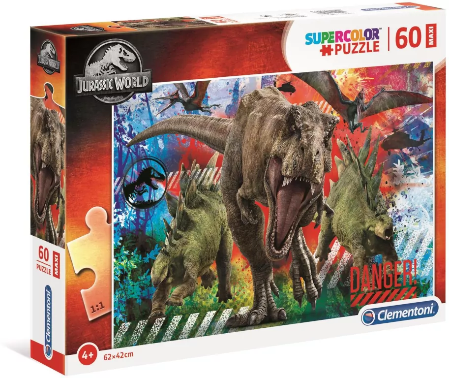 Clementoni. Puzzle 60. Maxi Super Kolor Jurassic World - tantis.pl
