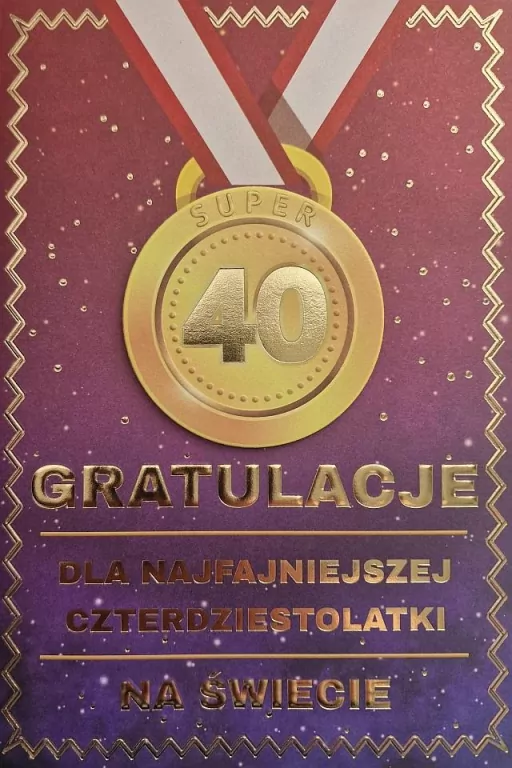 Karnet Urodziny 40 medal damskie - tantis.pl