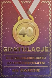 Karnet Urodziny 40 medal damskie