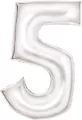 Balon foliowy cyfra 5 satynowa biała 86cm - tantis.pl