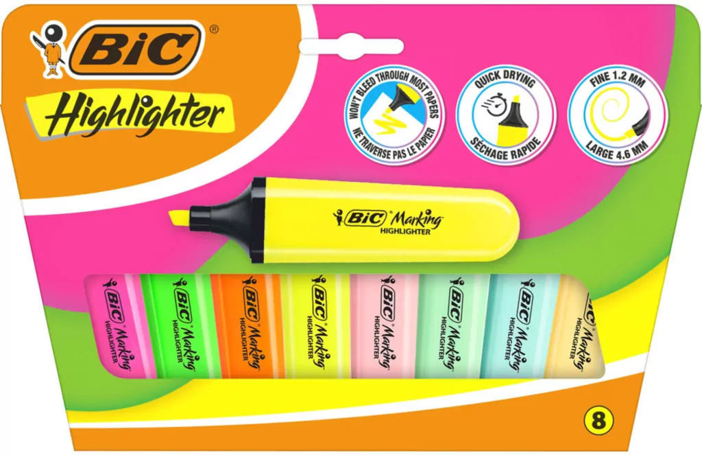 Zakreslacz Flat Highlighter neon pastel mix 8szt - tantis.pl